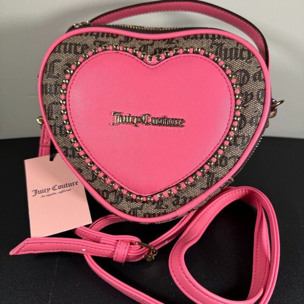 Juicy Couture Taupe DK Brown Love Never Dies Mini Tote Crossbody Pink - NWT